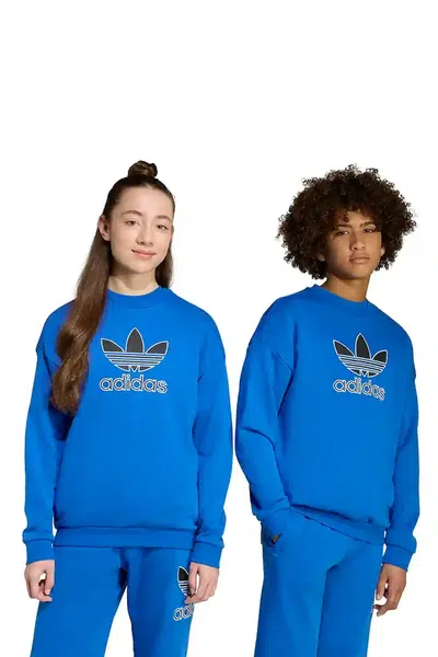 Dětská mikina adidas Originals modrá barva, s aplikací, JV8570