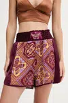 Kraťasy adidas x Farm Rio dámské, vínová barva, high waist, JW4482