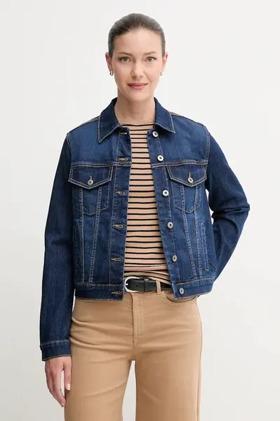 Džínová bunda United Colors of Benetton modrá barva, přechodná, 2PORDN00N