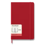 Diář Moleskine 2026 - tvrdé desky, L, denní, červený