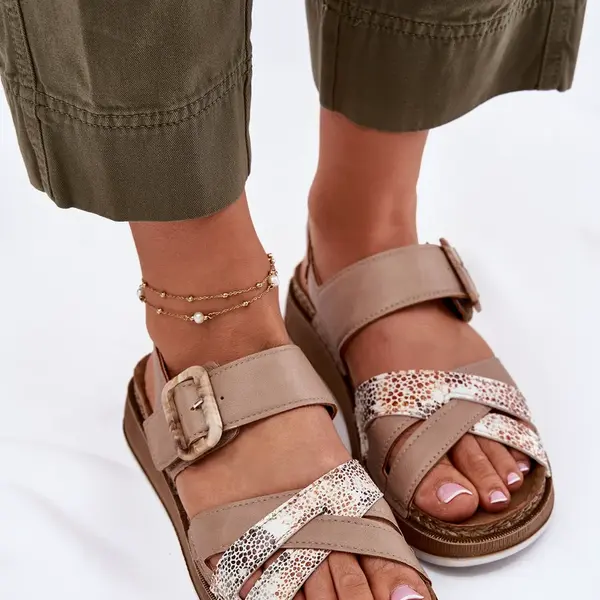 Dámske Sandále S Prackou Béžové Inblu