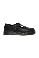 Kožené polobotky Dr. Martens Polley dámské, černá barva, na plochém podpatku, DM41408001