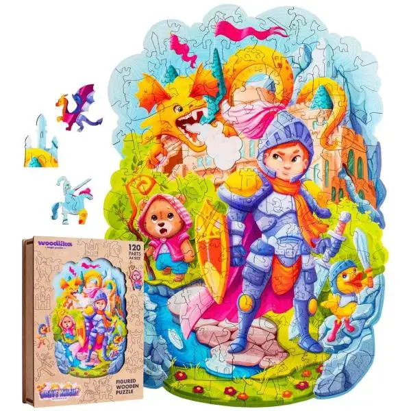 DŘEVĚNÉ BAREVNÉ PUZZLE - Statečný rytíř