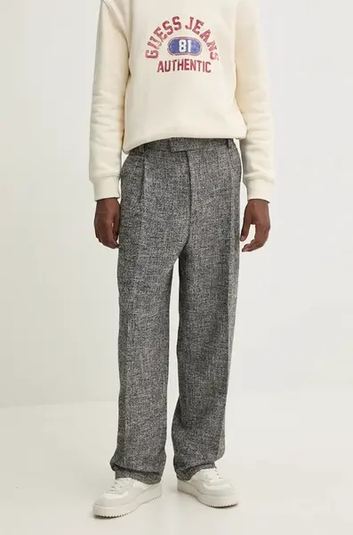 Kalhoty s příměsí vlny HUGO černá barva, jednoduché, 50528245