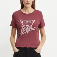 Bavlněné tričko Guess vínová barva, W4BI20 I3Z14