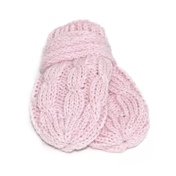 Baby Nellys Zimní pletené  kojenecké rukavičky se vzorem - sv. růžové, vel. 56/68