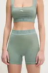 Tréninkové šortky Puma Lace zelená barva, s potiskem, high waist, 526784