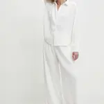 Kalhoty Answear.LAB dámské, bílá barva, široké, high waist