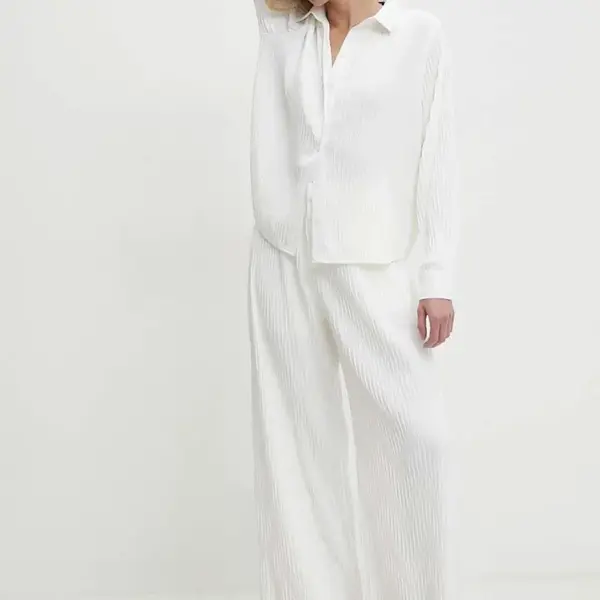 Kalhoty Answear.LAB dámské, bílá barva, široké, high waist