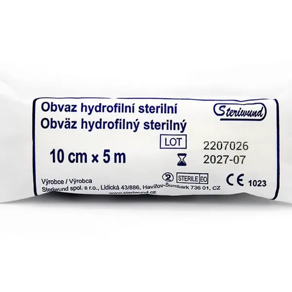 Steriwund Obinadlo hydrofilní pletené sterilní 10 cm x 5 m 1 ks