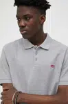 Bavlněné polo tričko Levi's šedá barva