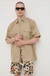 Košile Dickies pánská, zelená barva, regular, s klasickým límcem