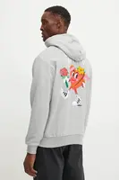 Bavlněná mikina adidas Originals MBN HOODIE pánská, šedá barva, s kapucí, s potiskem, JP0979