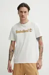 Bavlněné tričko Timberland béžová barva, s potiskem, TB0A5UPQCM91