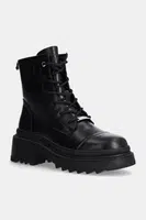 Kožené workery GOE dámské, černá barva, na platformě, lehce zateplené, OO2N4115 BLACK