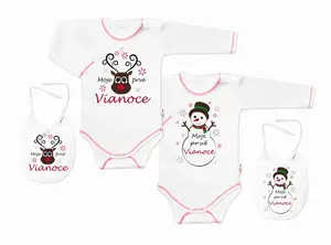 Baby Nellys Body dlouhý rukáv Moje prvé Vianoce, Sněhulák, bílé