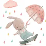 TULIMI Nálepky, dekorace na zeď - Králíček s deštníkem