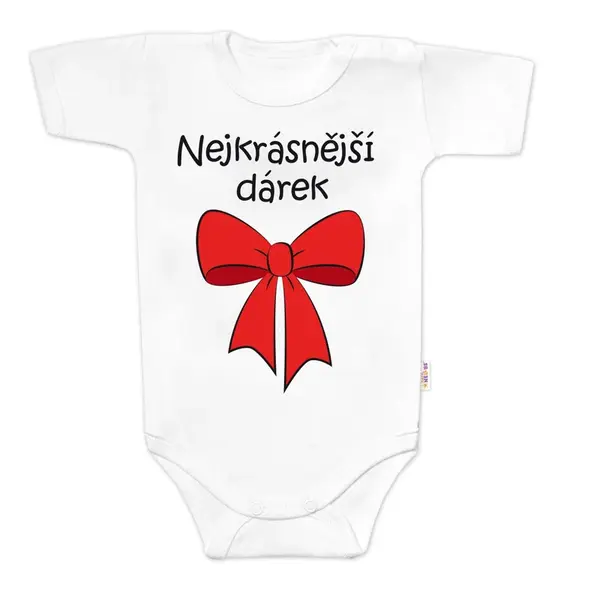 Baby Nellys Body kr. rukáv - Nejkrásnější dárek, bílé, vel. 74