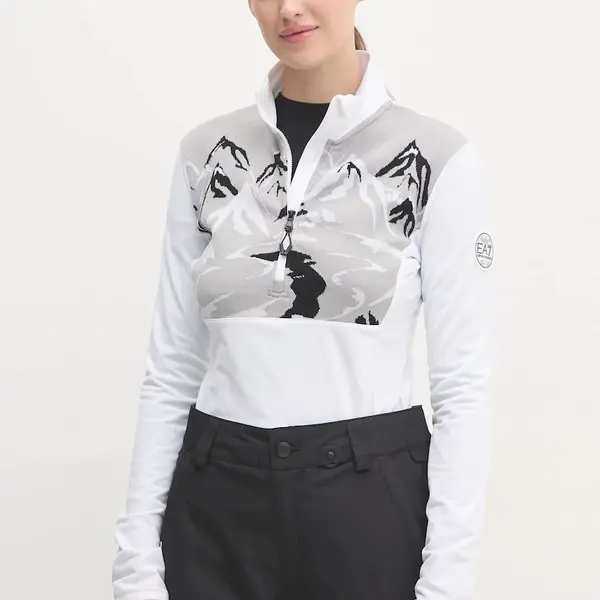 Sportovní mikina EA7 Emporio Armani St. Moritz Powerstretch bílá barva, s aplikací, TJJFZ.6DTM47
