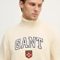 Svetr Gant pánský, béžová barva, s golfem, 8030224