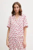 Pyžamová košile Abercrombie & Fitch dámská, béžová barva, saténový, KI146-5049