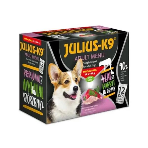 Julius K-9 Adult Menu Special Pack výběr v omáčce pro psy - telecí a králičí 12 x 100 g