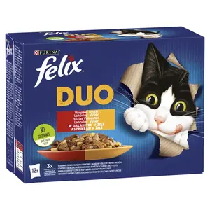 Felix Fantastic Duo lahodný výber v želé - s kuracím, hovädzím, morčacím a jahňacím mäsom 12 x 85 g