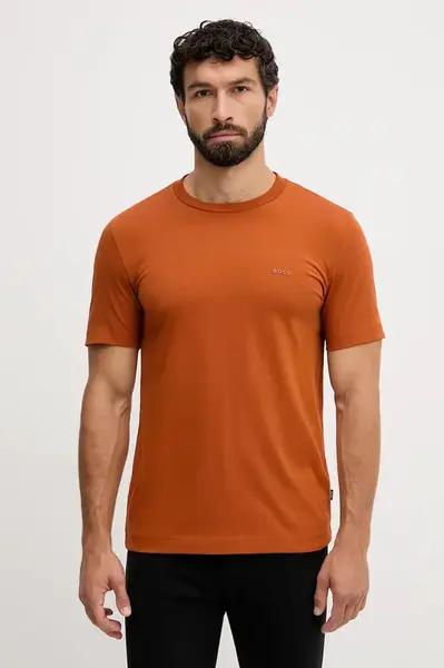 Bavlněné tričko BOSS Thompson 01 pánské, oranžová barva, 50468347
