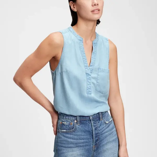 Modrý dámský top sleeveless popover rosco GAP