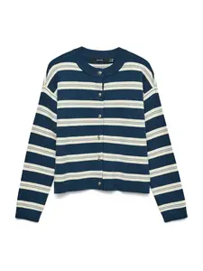 VERO MODA Kardigán 'VMGOLD'  modrá denim / biela
