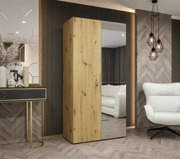 Šatní skříň Abi Marbella 2 Rozměry: 100 cm, Pásky / úchyty: Kašmír, Barva korpusu + barva dveří: Dub artisan + Dub artisan