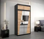 Šatní skříň Abi R0 s nástavcem Barva korpusu: Dub artisan, Rozměry: 180 cm, Dveře: Černá