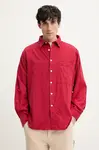 Manšestrová košile Desigual CORDUROY pánská, červená barva, relaxed, s klasickým límcem, 25SMCW04
