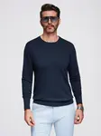 Ombre Men's sweater with round neckline in stretch knit with classic weave - navy blue