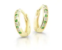 Cutie Jewellery Půvabné kruhové náušnice ze žlutého zlata C3342-80-X-1 zelená