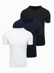 Ombre BASIC pánske tričko - súprava čierna/biela/svetlomodrá