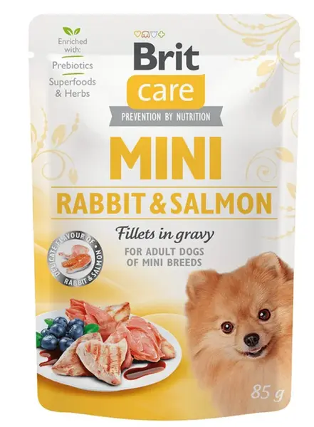 Brit Care Dog kapsička Mini Rabbit & Salmon fillets in gravy 85 g | Kapsička pre psov