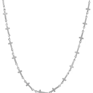 Troli Stylový ocelový náhrdelník s křížky