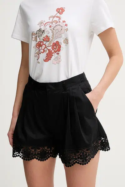 Kraťasy Twinset dámské, černá barva, hladké, high waist, 251TT2096
