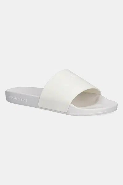 Pantofle Calvin Klein Jeans SLIDE MONOGRAM TPU dámské, bílá barva, YW0YW01715
