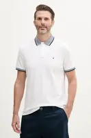 Polo tričko s lněnou směsí Tommy Hilfiger bílá barva, MW0MW33140