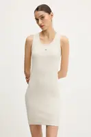 Šaty Tommy Jeans béžová barva, mini, přiléhavé, DW0DW20674
