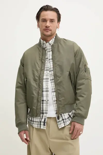 Bomber bunda Guess Jeans zelená barva, přechodná, M5RL81 WHAA2