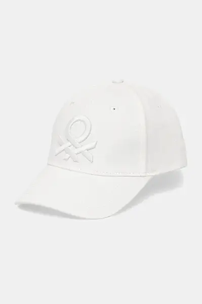 Kšiltovka United Colors of Benetton pánská, bílá barva, hladká, 6WEPUA00Z