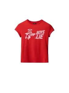 Desigual Tričko 'Boys Lie'  ružová / červená