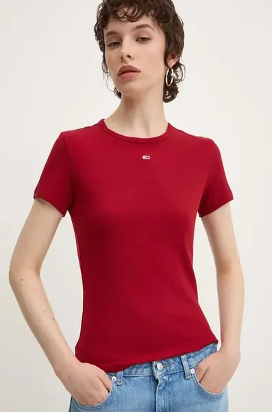 Tommy Jeans basic tričko dámske bavlnené s elastanom