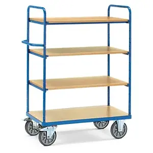 Vysoký policový vozík s 5 dřevěnými policemi