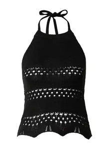 Urban Classics Vyšívaný top  čierna