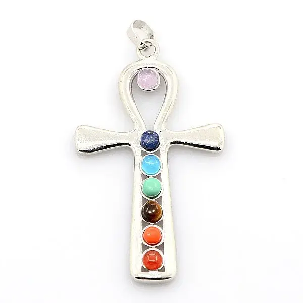 Vintage Chakra Jewelry Brass Gemstone Pendants