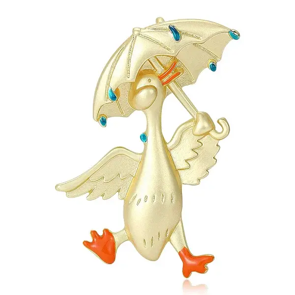 Duck Holding Umbrella Enamel Pins